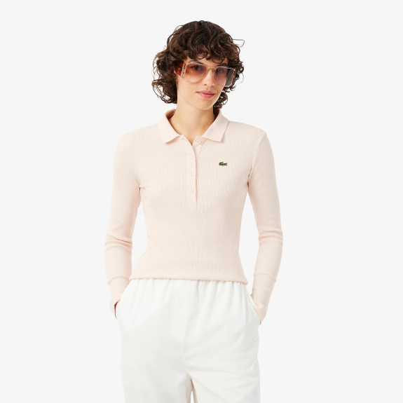 Polo slim fit L.12.D coton côtelé Rose Femme