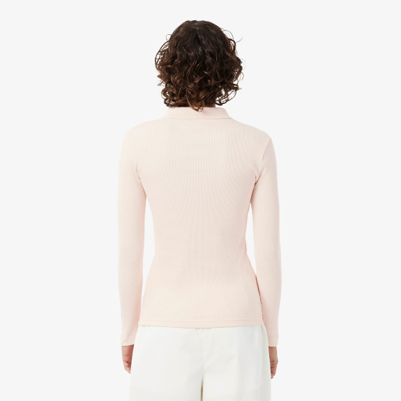 Polo slim fit L.12.D coton côtelé Rose Femme