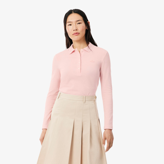 Polo L.12.D slim fit en mini Piqué stretch Rose...