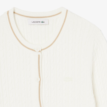 Cardigan maille torsadée rayures Blanc Femme 2