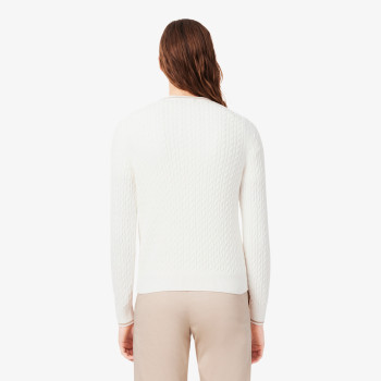 Cardigan maille torsadée rayures Blanc Femme