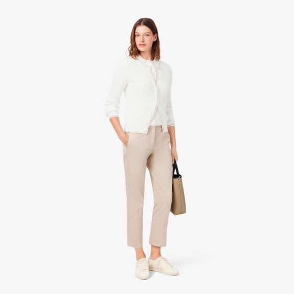 Cardigan maille torsadée rayures Blanc Femme