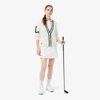 Cardigan Golf laine mélangée badge Blanc Vert Femme