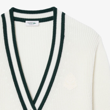 Cardigan Golf laine mélangée badge Blanc Vert Femme