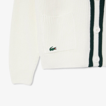 Cardigan Golf laine mélangée badge Blanc Vert Femme
