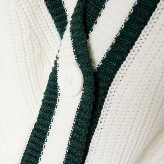 Cardigan Golf laine mélangée badge Blanc Vert...