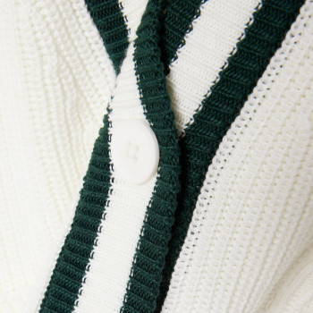 Cardigan Golf laine mélangée badge Blanc Vert Femme