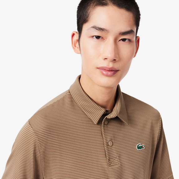 Polo Golf Ultra Dry rayé Marron Homme