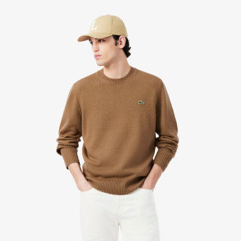 Pull en laine col rond Marron Homme
