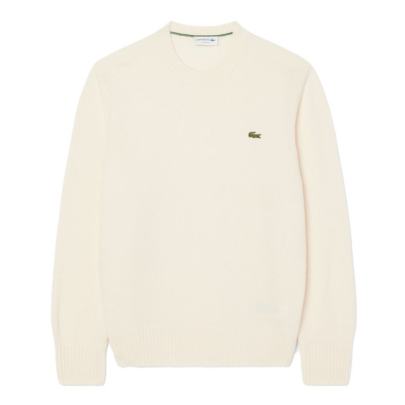 Pull en laine col rond Blanc écru Homme