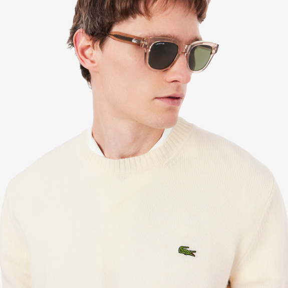 Pull en laine col rond Blanc écru Homme