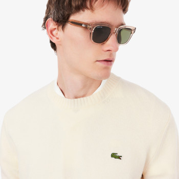 Pull en laine col rond Blanc écru Homme