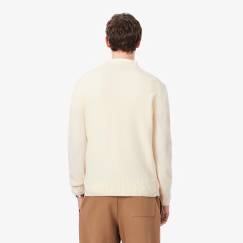 Pull en laine col rond Blanc écru Homme