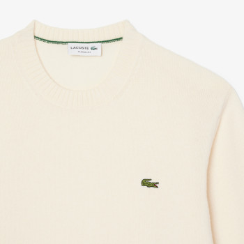 Pull en laine col rond Blanc écru Homme