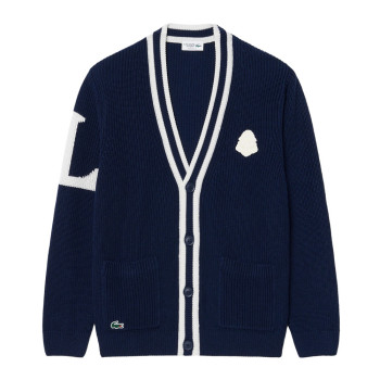 Cardigan Golf laine mélangée Navy Homme