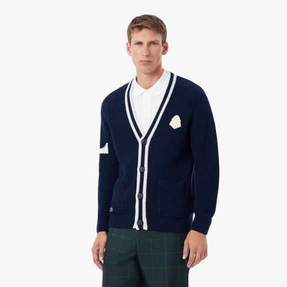 Cardigan Golf laine mélangée Navy Homme