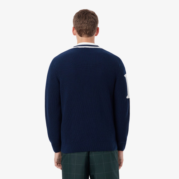 Cardigan Golf laine mélangée Navy Homme