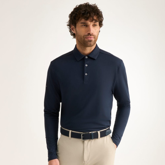 Polo manches longues Demitri Navy Homme
