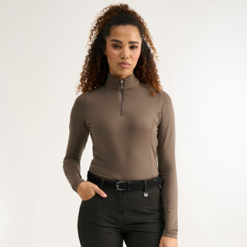 Polo manches longues Aveline Coffee Femme