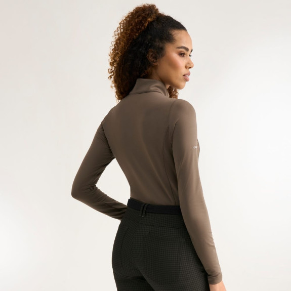 Polo manches longues Aveline Coffee Femme