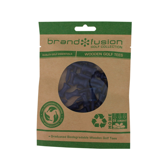 20 Tees Bois Biodégradable Bleu 37mm