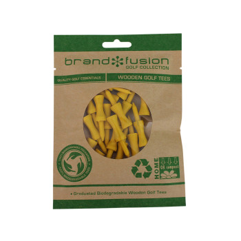 20 Tees Bois Biodégradable Jaune 43mm