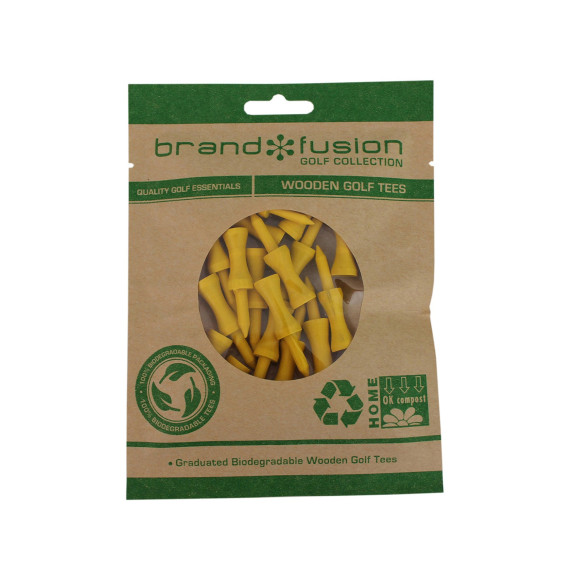 20 Tees Bois Biodégradable Jaune 43mm