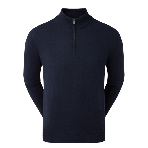 Pullover en laine 1/2 Zip Navy Homme