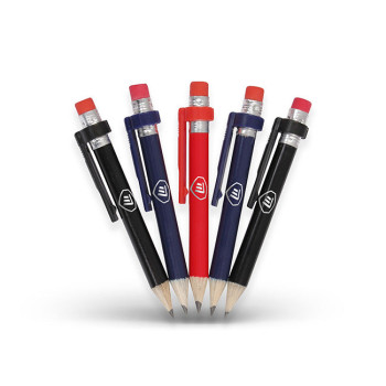 Crayons de bois avec pince et gomme