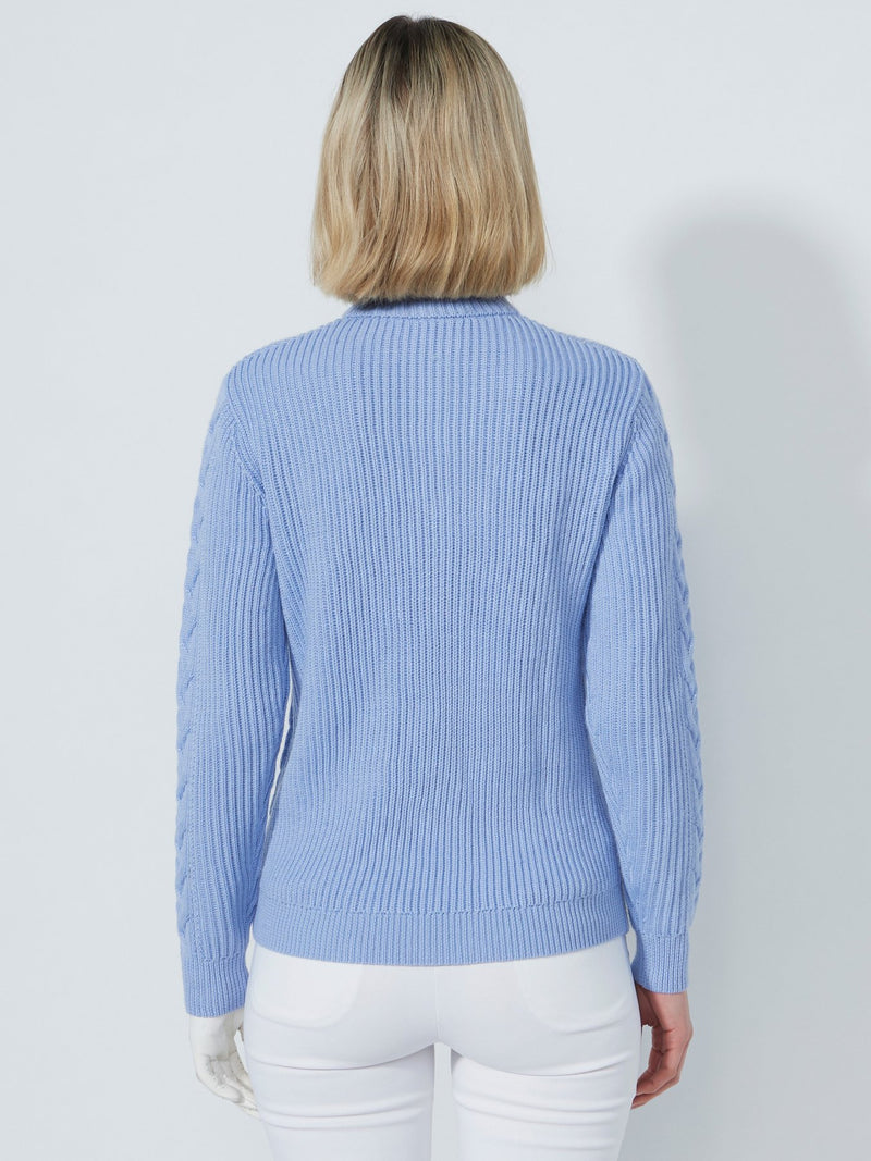 Pull Doublé 1/4 Zip Cable Blue Heron Femme