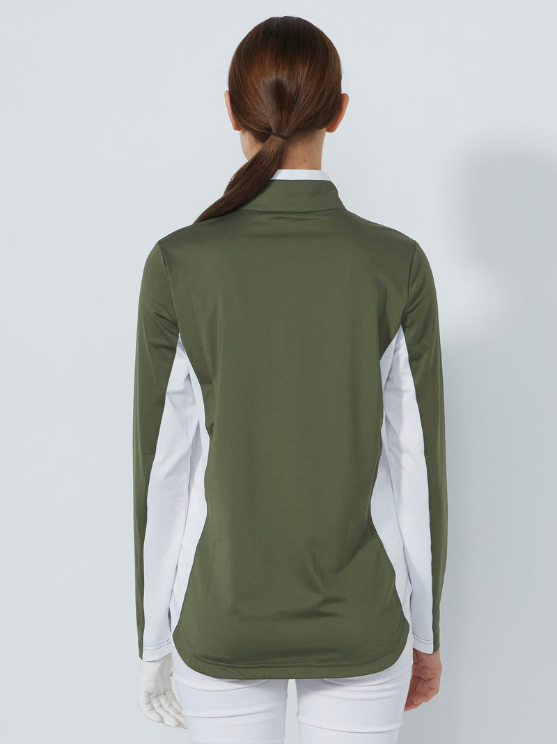 Midlayer 1/4 Zip Panel Kaki Femme