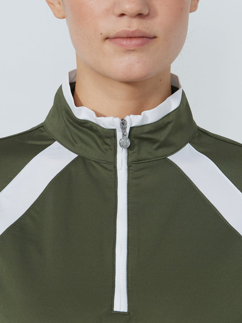 Midlayer 1/4 Zip Panel Kaki Femme
