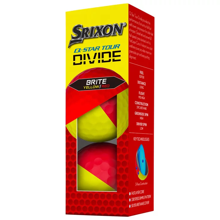 12 Balles de golf Q Star Tour Divide 2 Yellow Red