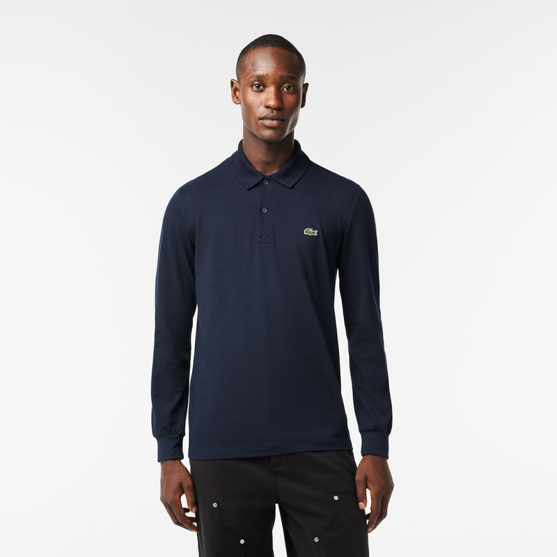 Polo regular manches longues Navy Homme