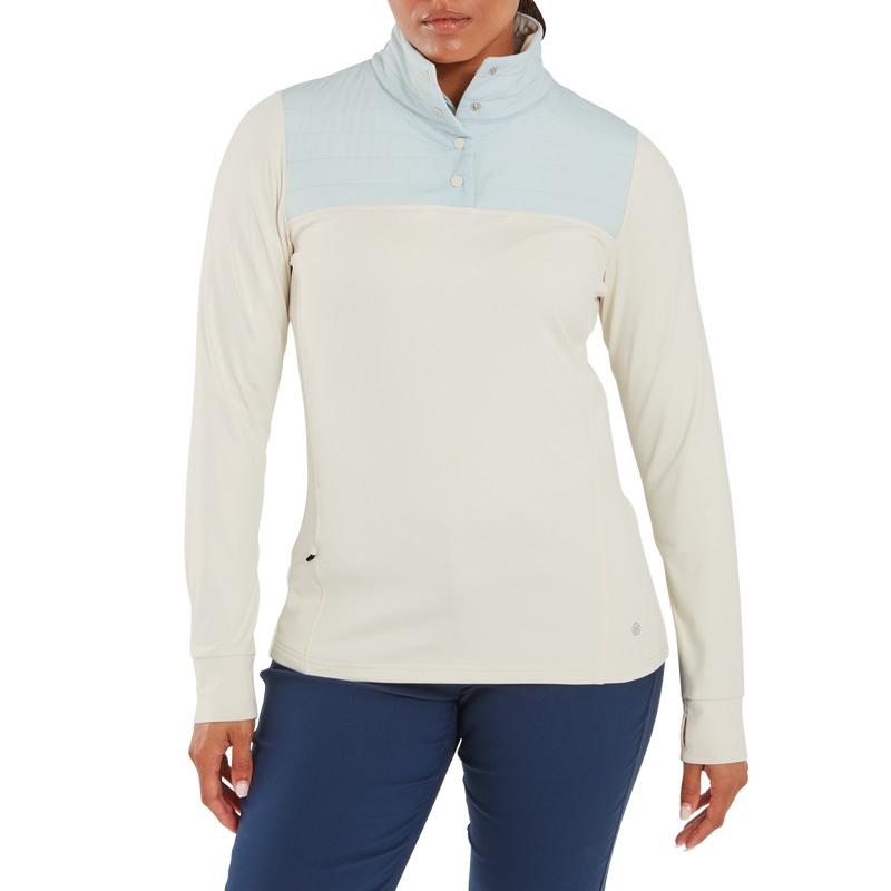 Pullover hybride ThermoSeries Blanc/Bleu Femme