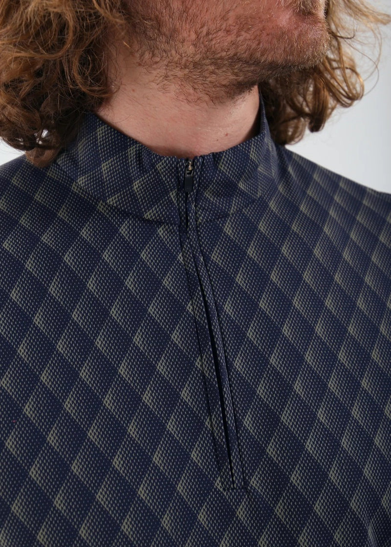 Pull 1/4 Zip Tappo Bleu Homme