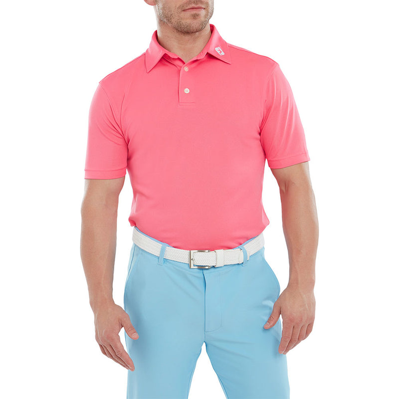 Polo Stretch Pique Solid  Rose Pamplemousse Homme