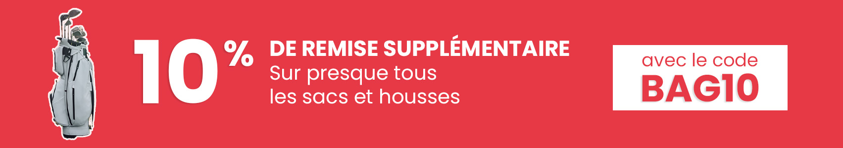 10% supplémentaires sacs de golf